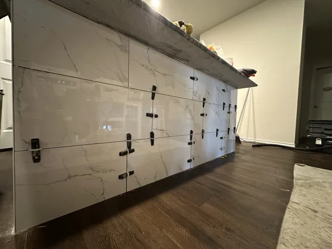 Tile alignment and leveling during installation.